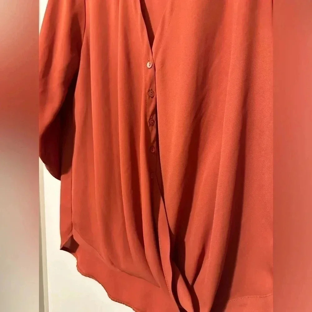 Impressions Rust Button Up Blouse Size M - image 2
